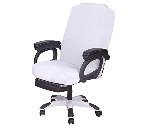 Image of SARAFLORA White Office Chair Covers Stretch Washable Computer Chair Slipcovers for Universal Rotating Boss Chair Middle Size
