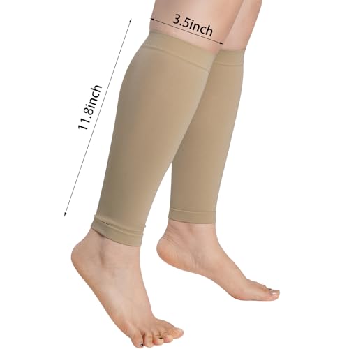 HOVEOX 4 Pairs Calf Compression Sleeves for Men and Women Leg Sleeves Footless Compression Socks for Running Cycling Sports2