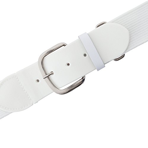 Champion Sports Baseball/Softball Uniform Belt - Comfort Nylon Stretch Fit Uniform Belt - Durable Leather Tab - Adult 22-46 Inches - White
