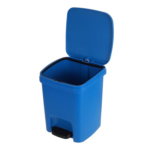 Caneca de basura azul de plástico con pedal y tapa miniatura 1