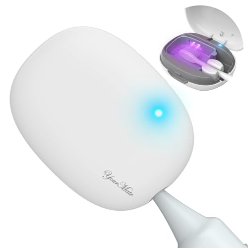 YourMate UVC Rechargerable Toothbrush Sanitizer Case Travel Toothbrush Covers Case with Holder for Houshold and Traveling or Business Trip White