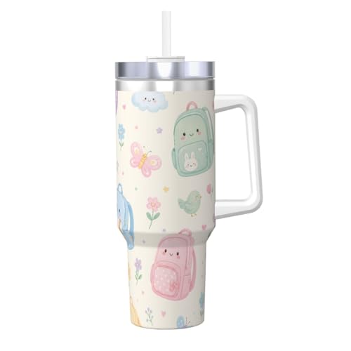 Vaso térmico pastel de 1,2L con pajita para mantener tu café frío camino al trabajo 2