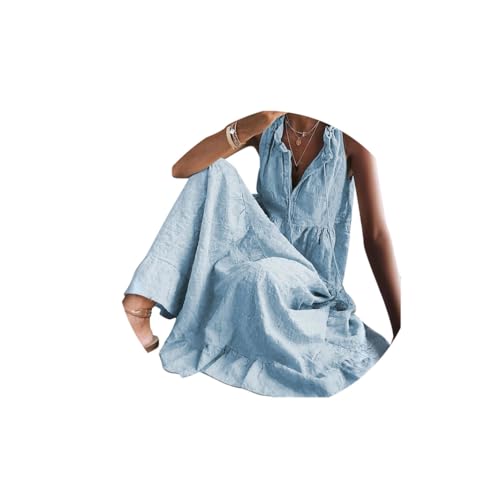 Robe de vacances rétro en coton-lin : un drapé fluide de haute qualité au design intemporel