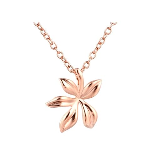 Grewod Collar Mujer Oro Rosa 18K Flor Collar con Colgante Cadena 45cm, Joyería Fiesta