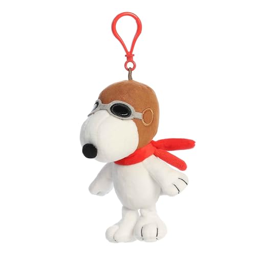 Aurora® Adorable Peanuts® Flying Ace - Animal de peluche con clip, juguetes con licencia oficial para todos los fans de Snoopy, regalo nostálgico para adultos y celebraciones de cumpleaños, color