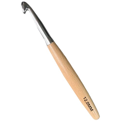 BsHooker Beech Wood Handle Crochet Hooks 12mm Ergonomic Crochet Hooks for Beginners and Arthritic Hands Comfortable Grip