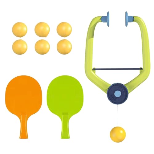 Hanging Table Tennis Trainer Set,Portable PingPong Ball Set with Ping Pong Balls&Paddle,Indoor Hanging Table Tennis,Indoor Games, Parent Child Interaction Toy(2 Rackets 6 Balls)