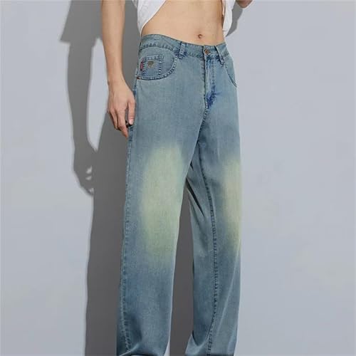 Men's Spring Fall Jeans – Business Casual Denim Pants, Thin Elastic Straight Fashion Trousers3