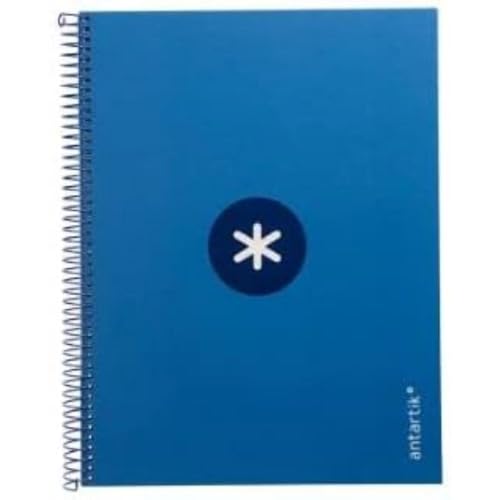 Cuaderno espiral liderpapel a4 micro antartik tapa forrada 80h 90 gr cuadro 5mm 1 banda 4 taladros azul oscuro