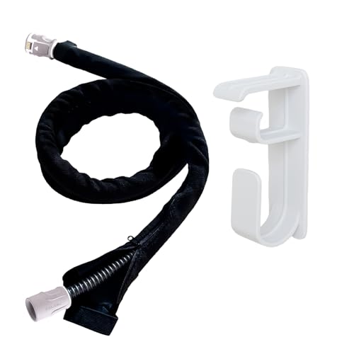 Image of 6.4ft CPAP Hose Cover + CPAP Hose Holder Hanger for Resmed AirSense 10 & 11 Tubing, CPAP Tube Cover to Reduce Condensation & Noise While Sleep, CPAP Tubing Hook for Bed to Avoid Hoses Tangle