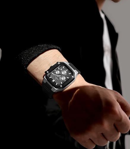 NAVIFORCE Mens Square Watches,Chronograph Analog Calendar Wrist Watch, Quartz Waterproof Watches for Men, Silicone Band