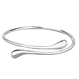 Unified Jewellery Sterling Silver Water Drop Bangle Bracelet for Women – Dainty Minimalist Teardrop Cuff Jewelry 861