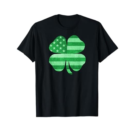 アメリカシャムロック アメリカ国旗 幸運の四つ葉のクローバーデザイン Tシャツ