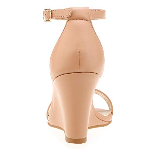 ZriEy Women's Ankle Strap Buckle Mid Wedge Platform Heeled Sandals 8CM Summer Dress Sandals Pump Shoes - Image 4