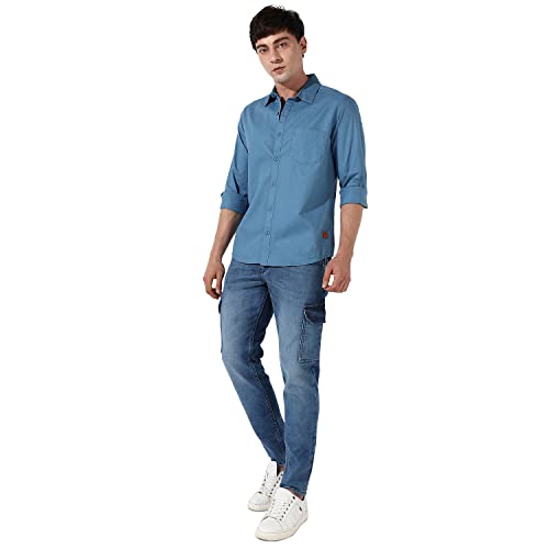 Image of CAHOOT Mens Striped Cotton Shirt Button Up Regular Fit for Casual Wear Cotton Spread Collar Shirt Crafted with Comfort