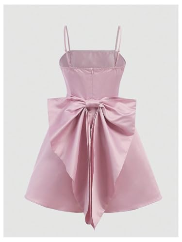 MakeMeChic Girl's Bow Knot Sleeveless Cami Dress Elegant A Line Flared Short Dress2