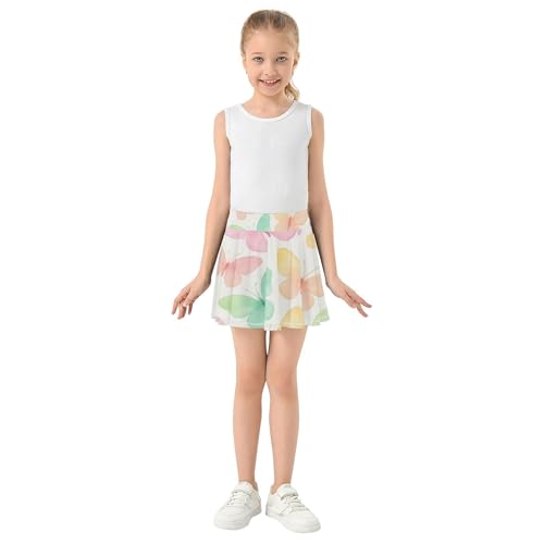 Cute Butterflies Pastel Girls Skorts Athletic Shorts Toddlers Tennis Skirts Personalized Pleated Skort 3t3