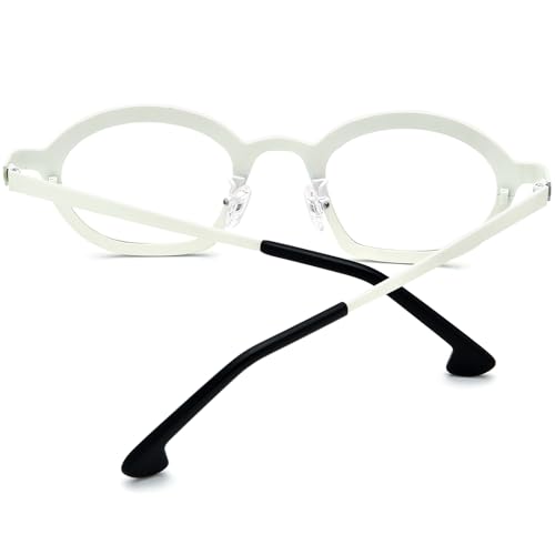 Image of FONEX Colorful Pure Titanium Glasses Frame Women Retro Round Eyeglasses