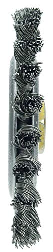 Image of Weiler 09856 Roughneck Jr. 5 inch Filler Pass Weld Cleaning Brush, .023 inch Steel Wire Fill, 5 /8 inch-11 Unc Nut, Made in the USA