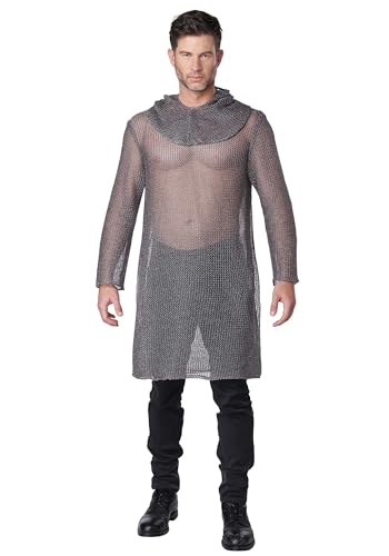 Adult Metallic Knit Chainmail Tunic & Cowl Costume