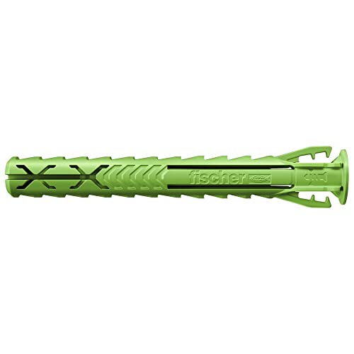 Image of fischer 567810 Expansion SX Plus Green 8 x 65, Box of 45 Sustainable, Purpose dowels Made from Renewable raw Materials, Optimal Hold, Solid, aerated Concrete, Perforated Bricks and Much, Greenline