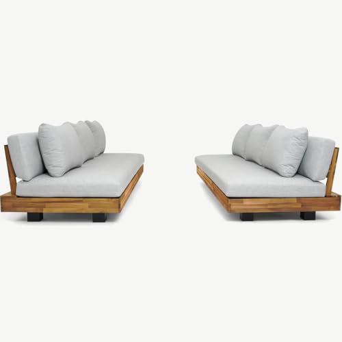HOMIFAB Salon de Jardin 6 Places en Bois FSC - 2 Canapés 3 pl. - Capri
