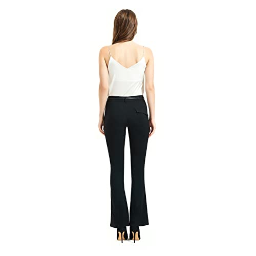Black Slacks Women Petite Bootcut Flare High Waisted Dress Pants Work Trousers for Office Business Casual Long Pants4