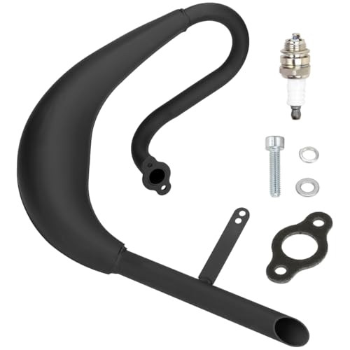 Image of FVRITO Performance Exhaust Muffler Expansion Chamber Pipe Silencer Gasket for 2 Stroke 50cc 66cc 80cc Engine Gas Motorized Bicycle Motor Bike Black