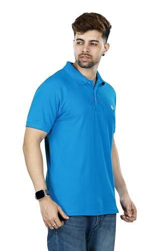 Image of KAUS & SHAN Men's Pure Cotton Regular Fit Solid Half Sleeve Casual & Semi Formal Office Wear Polo T-Shirt
