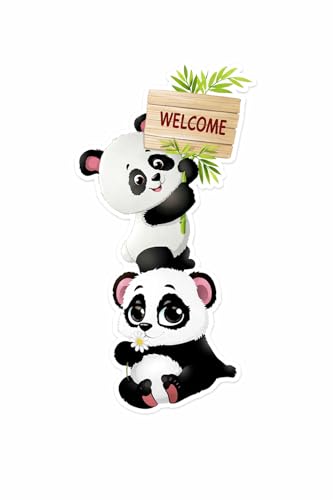 Sticker Studio Cute Panda Family Wall Sticker, PVC Vinyl, Kids Room Decor