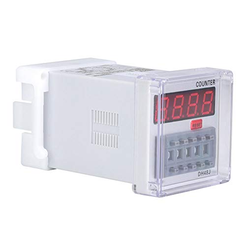 LED Counter Relay, High Accuracy, Premium Material, Wide Counting Range 1-999900, Clear LED Display, 11 Pins DH48J A Time Relay with Transparent Cover, 24V AC DC (24VAC/DC)