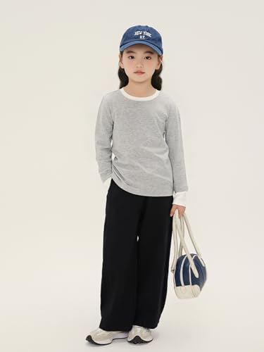 Image of 2026 Premium Girls Long Sleeve T-Shirt, Two-Tone Crew Neck Top with Contrast Cuffs