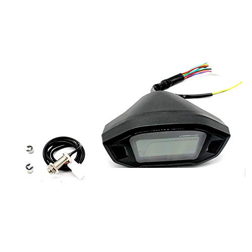 Motorcycle LCD Digital Speedometer unit with speed sensor and mounting clips