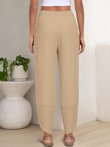 Image of ANRABESS Womens Wide Leg Palazzo Capri Pants 2026 Summer Casual High Waisted Barrel Lounge Flowy Cropped Beach Work Trousers