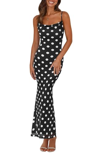 Image of PRETTYGARDEN Women's 2026 Summer Floral Spaghetti Strap Maxi Dress Stretch Sexy Bodycon Dress Backless Slip Long Dresses