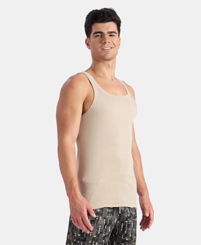 Image of Jockey US26 Men's Super Combed Cotton Rib Square Neck Gym Vest Steel Grey Melange XL