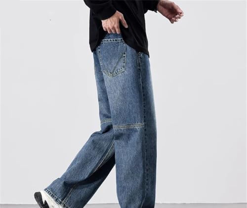 Men Wide Leg High Street Denim Pants Summer Loose Fit Casual High Waisted Office Work Trousers3