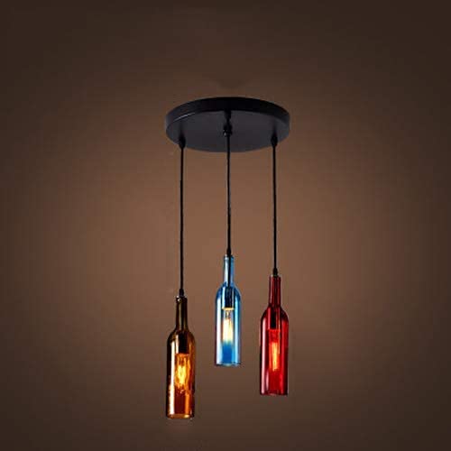 Lámpara colgante de botellas para bar y restaurante, diseño creativo de 3 luces