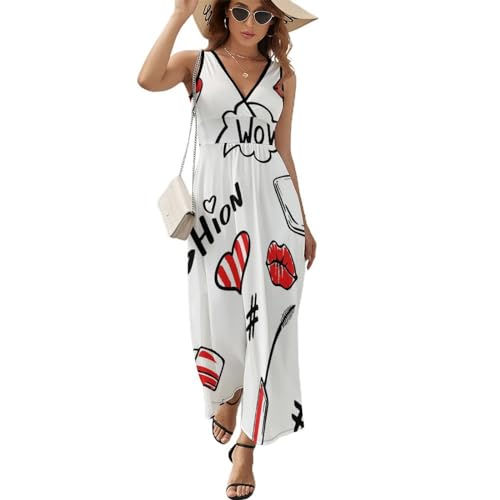 Robe longue d'été sans manches col V pour vos journées décontractées et sorties à la plage