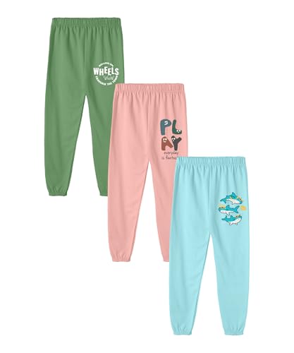 Image of SHODOX Boys Cotton Blend Regular Fit Printed Multicolor Track Pants | Comfortable Casual Joggers for Boys - Pack of 3