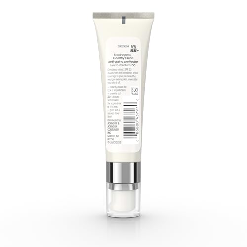 Image of Neutrogena Healthy Skin Anti-Aging Perfector Tinted Facial Moisturizer and Retinol Treatment with Broad Spectrum SPF 20 Sunscreen with Titanium Dioxide, 50 Tan to Medium, 1 fl. oz