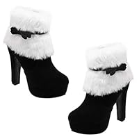 Holibanna Christmas Booties Pointed Toe Knee High Block Heeled Booties Women Short Christmas Snow Boots Womens Snow Boots s Boot Shoes Round Head Women's Cotton Boots Suede