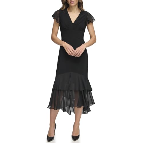green emerald velvet dress Tommy Hilfiger Women's Sleeveless Ruffle Hem Jewel Neck Crepe Sheath Mini  Dress, Abundant Green, 4 at Amazon Women's Clothing store