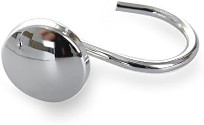 BINO | Shower Curtain Hooks, Chrome | Set of 12 Shower Curtain Rings | Shower Hooks for Curtain Shower Rings