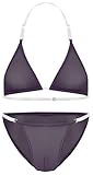 Adigau Dessous Set Herren Sissy Unterwäsche Halter BH-Oberteil mit Tanga Höschen Männer Transparente Träger Bikini Crossdressing Reizwäsche Schwarz Einheitsgröße