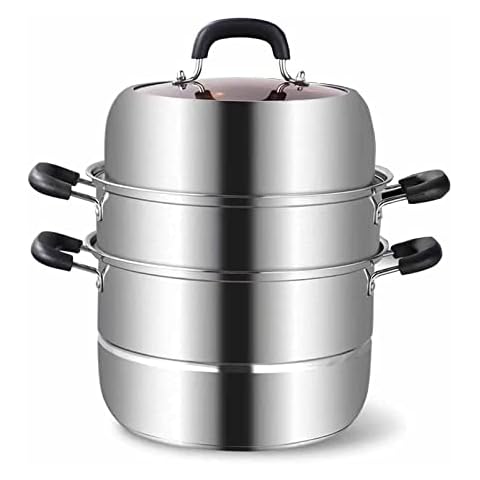 Steamer for Cooking, 18/8 Stainless Steel Steamer Pot, Food Steamer 11 inch Steam Pots with Lid 3-tier for Cooking Vegetables, Seafood, Soups, Stews and Pasta Cover