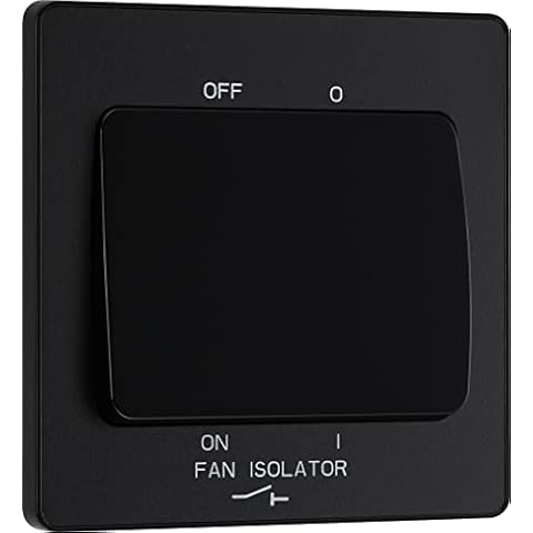 Interruptor aislante de ventilador Evolve, 10A, triple polo, negro mate Cover