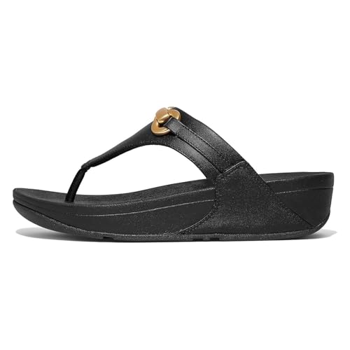 FitFlop Women's Lulu Chunky-Snaffle Leather Toe-Post Sandals Wedge