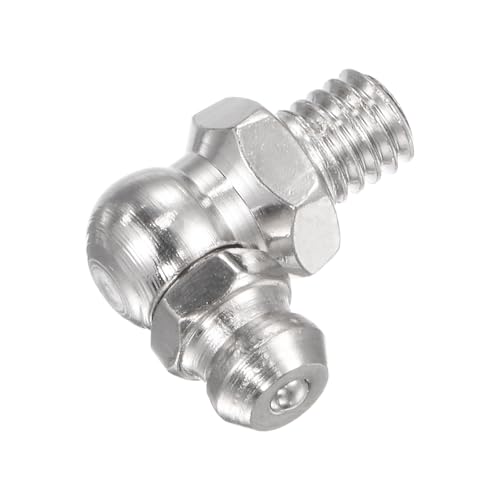 Image of uxcell Nickel-Plated Iron 90 Degree Grease Fitting M6 x 1mm Thread Hydraulic Grease Fitting Accessories, 40Pcs