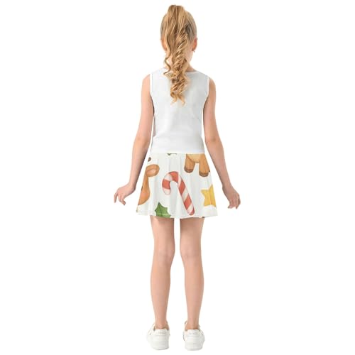 Joisal Cute Reindeer Christmas Skirts with Shorts Children Girls Skorts Athletic Shorts Pleated 4t4